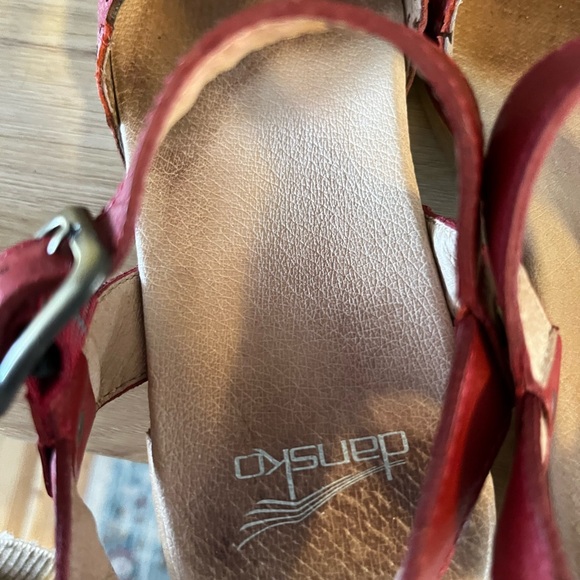 Dansko Red Leather Marta Women's Clog Mary Jane Sandals with Buckle EU 40 US 9 - Picture 6 of 10